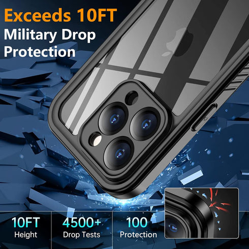 Oterkin for iPhone 14 Pro Case Waterproof,Shockproof Bumper Case with Built-in Screen Protector,Dustproof Anti-Scratch Anti-Stain Phone Case for i...