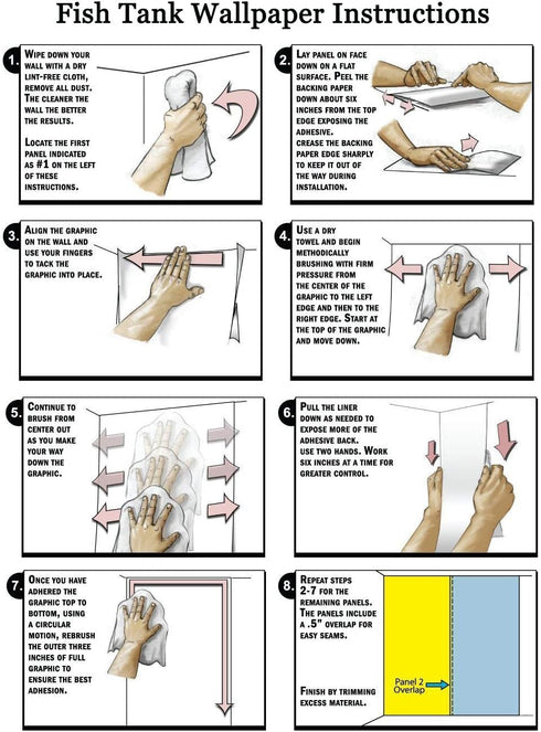 T&H XHome Aquarium Décor Backgrounds Pure Blue Water Pattern Fish Tank Background Aquarium Sticker Wallpaper Decoration Picture PVC Adhesive Poste...