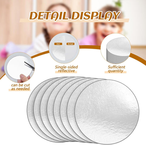 Fulmoon 100 Pcs Metallic Silver Cardstock Mirror Silver Board Circles Cardstock Sheets Foil Mirror Board Sheets Shimmer Metallic Paper for DIY Art...