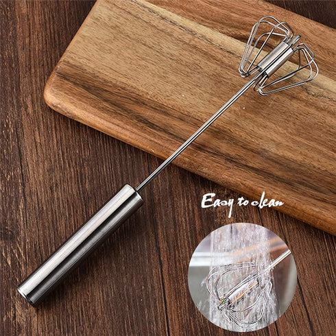 Stainless Steel Egg Whisk, Hand Push Rotary Whisk Blender, Versatile Milk Frother, Hand Push Mixer Stirrer for Blending, Whisking, Beating & Stirr...