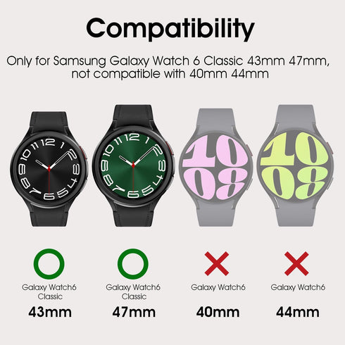 AMANECER Bezel Ring Designed for Galaxy Watch 6 Classic 43mm 47mm, Stainless Steel Stylish Frame Loop Adhesive Cover Protector Anti Scratch for Sa...