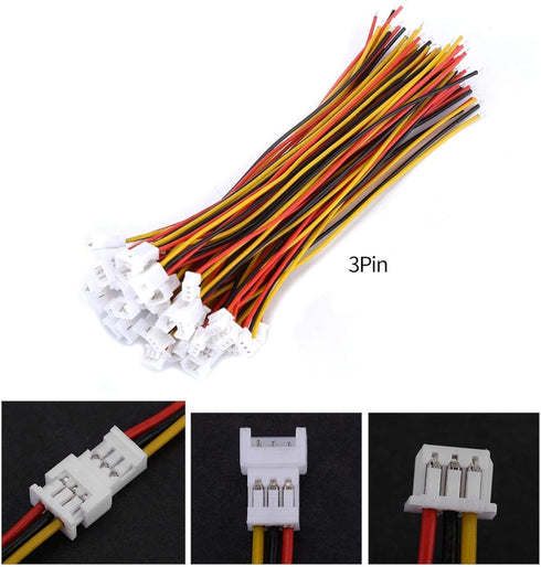 2 Pin 3 Pin Micro Electrical Male Female Connector Plug, Plated Copper Wire 20 Sets Micro AWG JST 1.25MM with Terminal Adapter Cable for Circuit B...