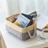 TheWarmHome Decorative Basket Rectangular Fabric Storage Bin Organizer Basket with Handles for Clothes Storage (Gold&Grey, Medium-1Pack,13.8L*9.8W...