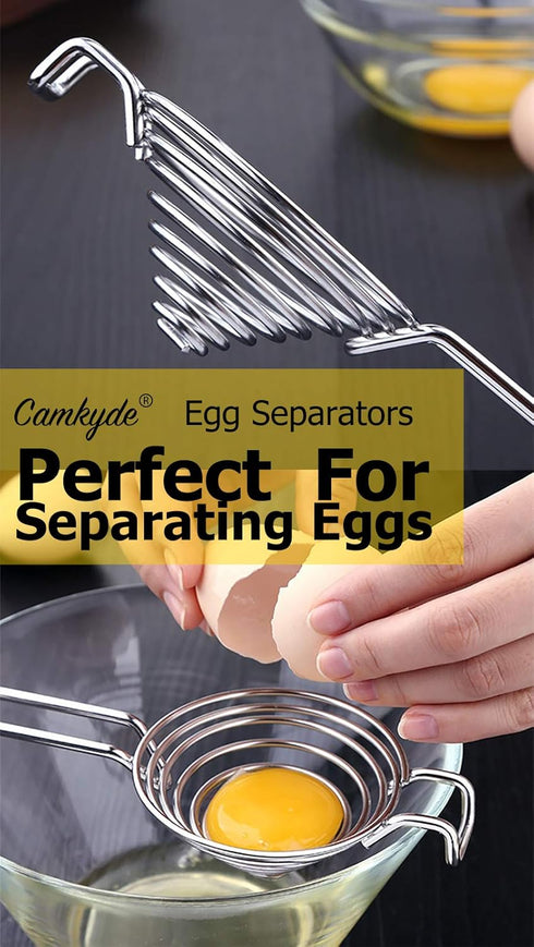CAMKYDE Egg Separator Food Grade Stainless Steel Egg Yolk White Separation Tool, Set of 2 (Red)...