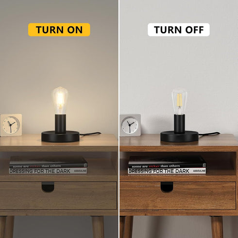 Licperron Table Lamp Base, E26 E27 Black Mini Desktop Night Stand Light without Shade, Small Short Metal Edison Bulb holder Desk Exposed Bulb Base...