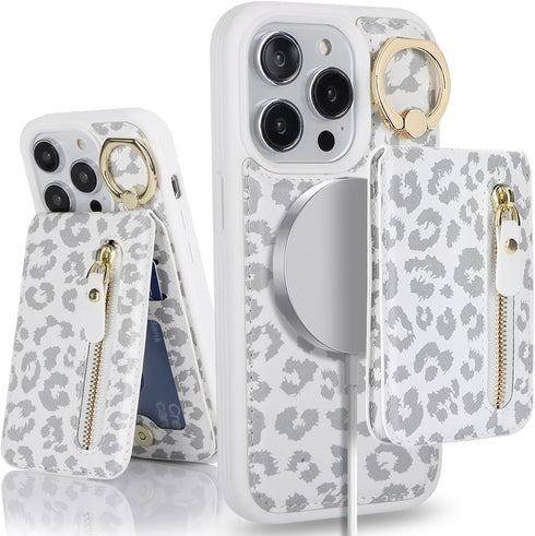 iPhone 11 pro max case with Card Holder, iPhone 11 pro max Phone Case Wallet for Women magsafe Compatible Wallet Detachable 2-in-1 for Men-White L...