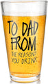 Fathers Day Dad Gifts from Daughter Son Wife,16 OZ Funny Beer Glass Gifts for Dad Men Husband Grandpa Step Dad Him,Bonus Dad Personalized Gifts fo...