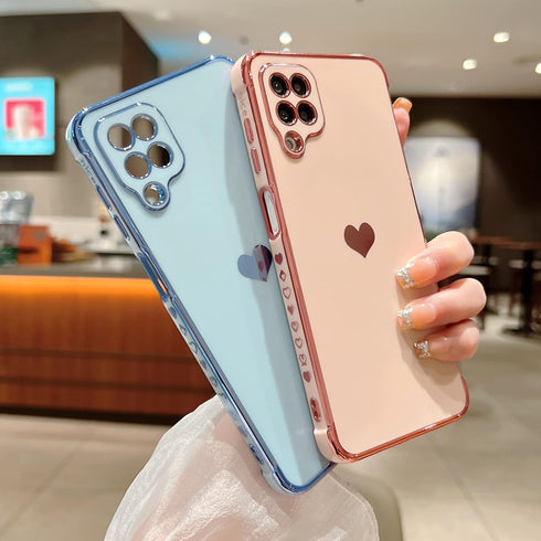 phylla Compatible with Samsung Galaxy A12 6.5” Phone Case, Cute Love Heart Gold Plating Edge Luxury Elegant Case for Women Camera Protector Soft S...