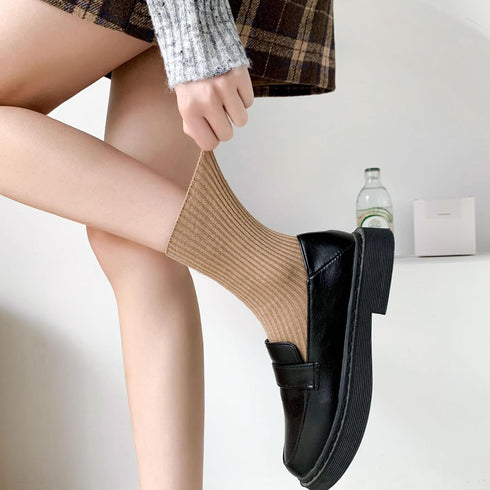Womens Cute Crew Socks Casual Athletic Aesthetic Socks Neutral Cotton Socks for Women...