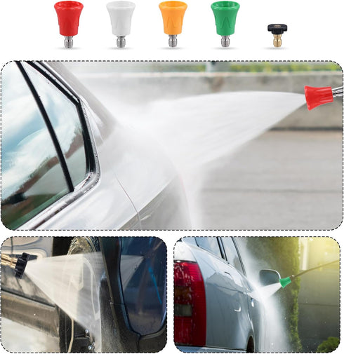 5pcs Pressure Washer Nozzle Guard, Pressure Washer Spray Gun Nozzle Tips Set Pressure Washing Nozzle Holder High Power Washer Nozzle Rubber Tip wi...
