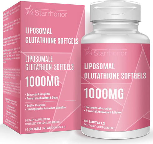 Liposomal Glutathione Softgels 1500MG, Reduced Glutathione Supplement with Vitamin C, Better Absorption, Non-GMO Powerful Antioxidant for Aging De...