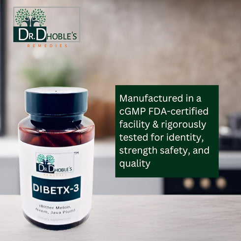 Dibetx-3 - Malabar Plum (Jamun), Neem (Azadirachita Indica), Bitter Melon (Karela), Ayurvedic Herbal Blend, Vegan, Organic, Gluten-Free, Lactose-F...
