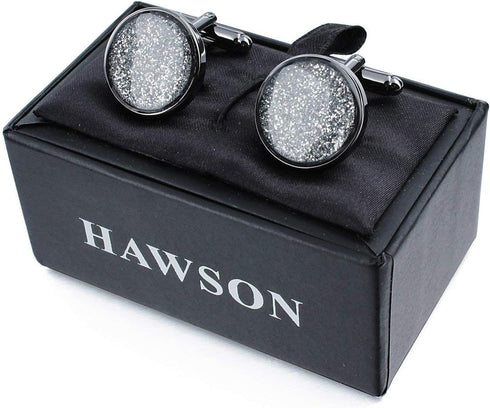 Diamond Dust Black Cufflinks for Mens Tuxedo Shirts - Business Gift Wedding Party Accessories…...