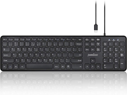 Perixx PERIBOARD-210C Wired Full-Size USB C Keyboard with Quiet Scissor Keys - Compatible with Mac, iPad, Windows, Chromebook, Tablets, Desktop, a...