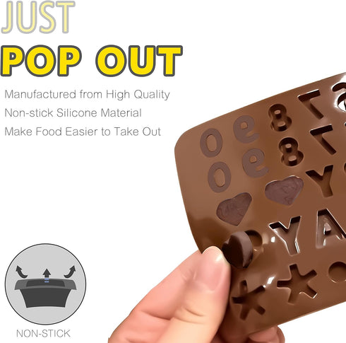 Anaeat Silicone Letter and Number Chocolate Molds, 2 Pack Alphabets & Numbers Candy Baking Mold with Happy Birthday Cake Decorations Symbols - for...