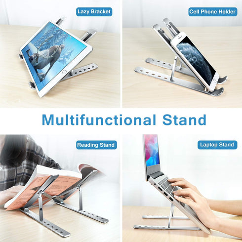 ivoler Laptop Stand, Laptop Holder Riser Computer Tablet Stand, 6 Angles Adjustable Aluminum Ergonomic Foldable Portable Desktop Holder Compatible...