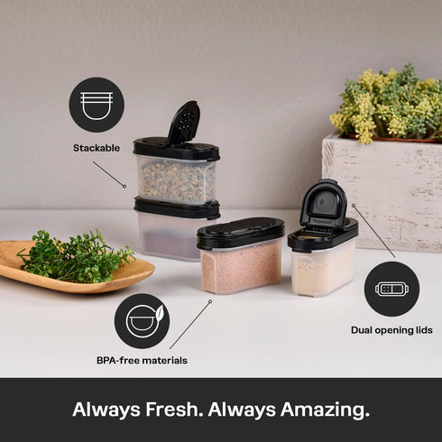 Tupperware Small Spice Shakers - Set of 4, Keeps Dry Herbs and Spices Fresh, BPA-Free, Dishwasher Safe...