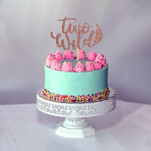 WeBenison Rose Gold Glitter Two Wild Cake Topper for Baby Shower, Kids 2nd Birthday Boy or Girl Birtyday Party Decorations...