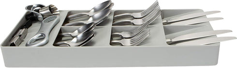 Kitchen Details 7 Slot Cutlery Drawer Organizer | Utensil Tray | Silverware Holder | Knife Spoon Fork | Flatware Storage & Organization | Grey...