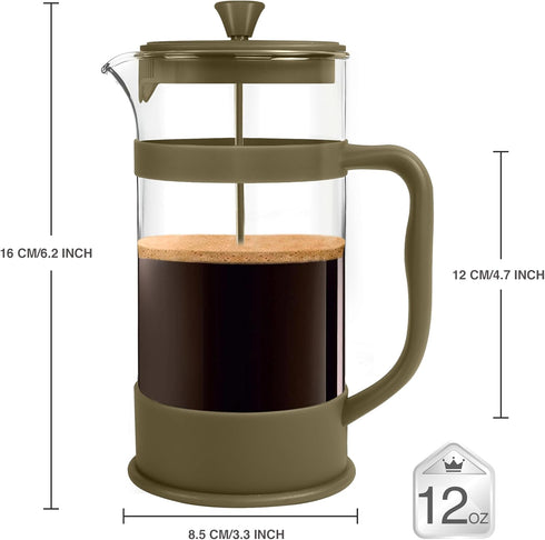 Utopia Kitchen 12 Ounce 0.35 Liter French Press Coffee Maker, Tea Maker, Travel Coffee Presses, Heat Resistant Thickened Borosilicate Coffee Pot f...