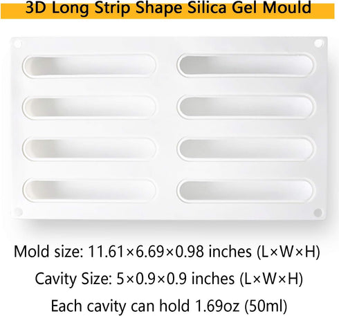 OCPO KITCHEN Eclair Silicone Mold for Baking Mousse Cake, 3D Silicone Baking Mold for Cakes French Pastry Chocolate Brownie, Cake Decoration, 3D E...