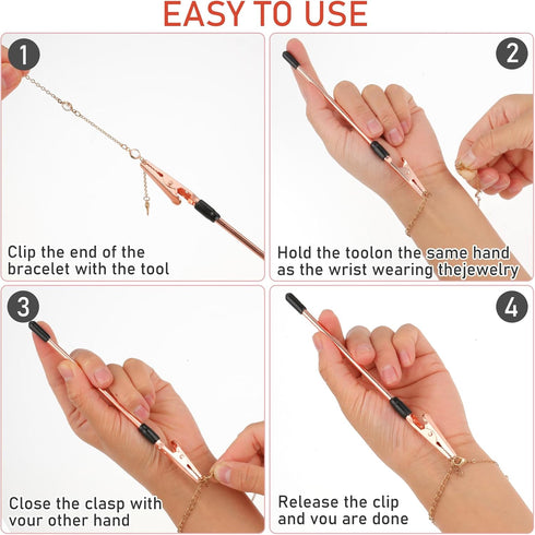 3 Pcs Bracelet Helper Tool,Jewelry Clasp Helper,Wear Jewelry by Yourself (Gold+Silver+Rose Gold), Bracelet Fastener Helper,Bracelet Buddy,Bracelet...