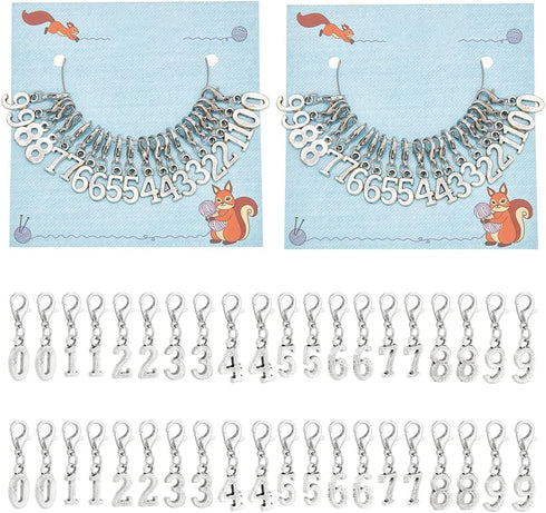 NBEADS 40 Pcs 0-9 Number Stitch Markers, Alloy Crochet Marker Charms Removable Lobster Clasp Locking Stitch Marker for Knitting Weaving Sewing Jew...