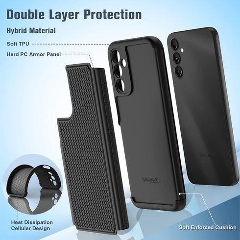 FNTCASE Heavy Duty Protective Case for Samsung Galaxy A14 5G - Shockproof Rugged Military Protection with Non Slip Back (Matte Black)...