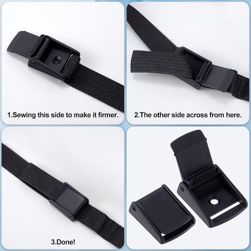 10 Pack 25mm/ 1 inch Buckle Clips for Tie-Down Straps, Plastic Cam Buckles Toggle Fasteners for DIY Craft Backpack Luggage- Black...