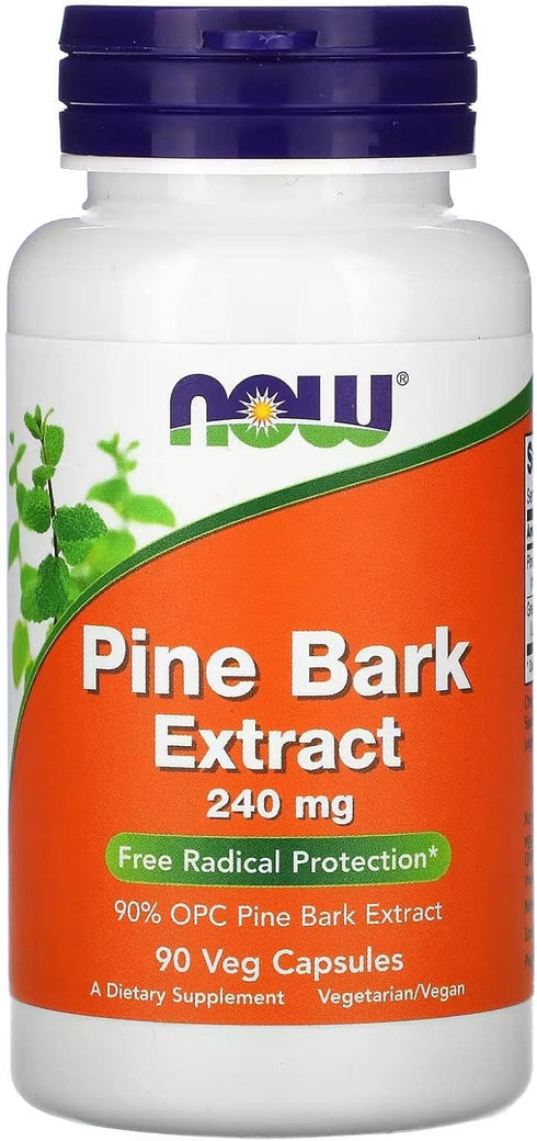 NOW Supplements, Pine Bark Extract 240 mg, 90% OPC Pine Bark Extract, (from the Inner Bark of Chinese Red Pine), 90 Veg Capsules...