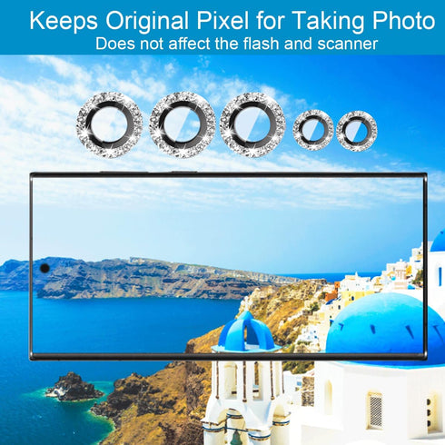 [5+5 Pack Compatible with Samsung Galaxy S22 Ultra Camera Lens Protector Glitter Bling, S22 Ultra Camera Cover, Tempered Glass Clear Screen Protec...