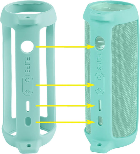co2CREA Soft Silicone Case Replacement for JBL Flip 6 Portable Bluetooth Speaker (Teal Case)...