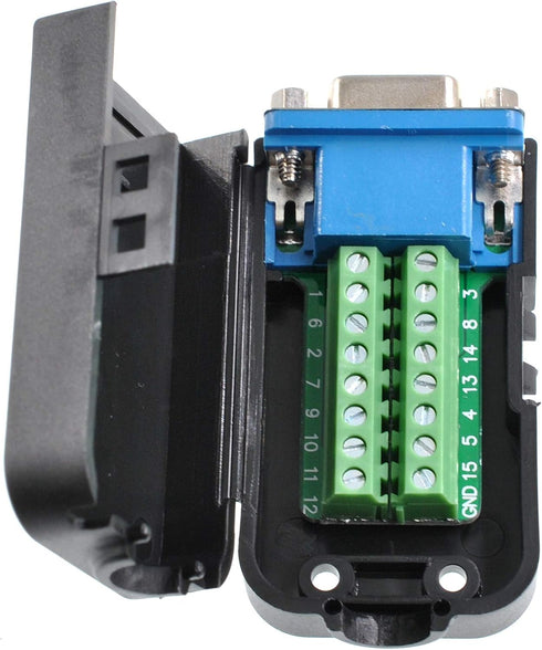 Oiyagai DB15 3+9 D-SUB VGA Female 3Row 15Pin Connector Adapter with Nut Terminal Breakout Board Connector Signal Module with Case Free Welding...