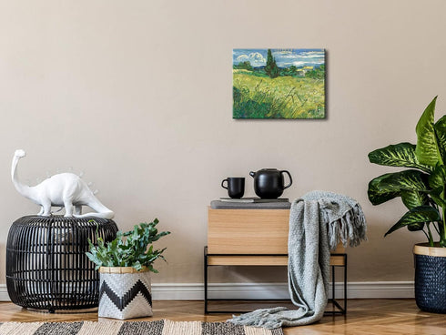 Wieco Art Modern Abstract Giclee Canvas Prints Wall Art Green Field 1889 by Van Gogh Famous Oil Paintings Reproduction Artwork Stretched and Frame...