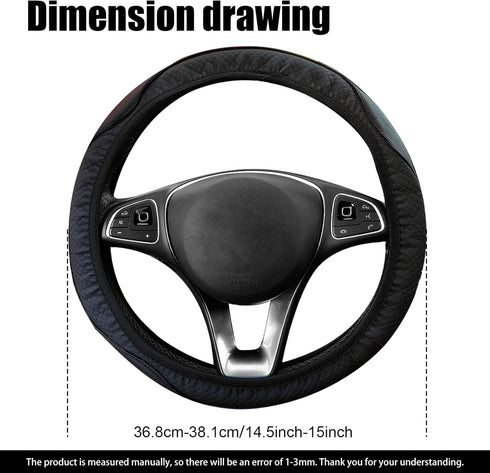 Car Steering Wheel Cover, 15 Inch Microfiber Leather Auto Steering Wheel Covers Elastic Stretch Breathable Anti-Slip, Accessories for Men Women, U...