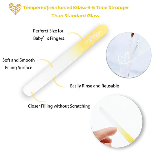 PAFASON Baby Round Tip Safety Manicure Nail Scissors and Baby Glass Nail File Set, Stainless Steel, Czech Float Glass, Ideal Shower Gift for Infan...