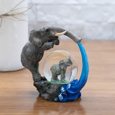 Elanze Designs Elephant Bath time Fun Magical Whimsical Tabletop Dresser Nightstand Figurine Miniature 45MM Sturdy Polyresin Glitter Water Snow Gl...