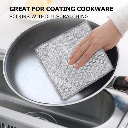 10pcs Non-Scratch Wire Dishcloth, Multipurpose Wire Dishwashing Rags For Wet And Dry, Easy Rinsing, Soft Wire Cleaning Cloth Wire Dish Towels, Scr...