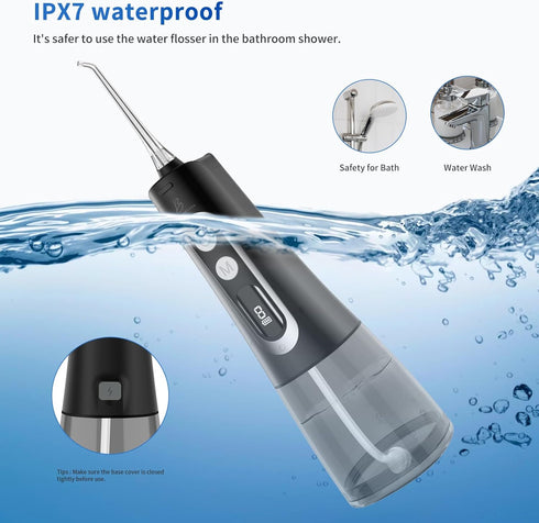 Water Dental Flosser Teeth Pick 9 Modes Cordless Electric Flosser for Teeth Cleaner Portable Rechargeable Oral Irrigator 300ML IPX7 Waterproof Flo...