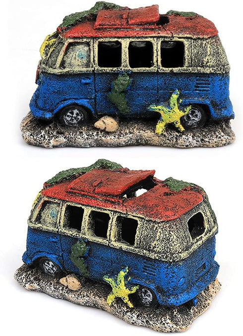 NF Aquarium Decoration Resin Imitation Car Wreck,Fish Tank Supplies Accessories Ornament Hideouts Stone Air Bubble Stone Oxygen Pump...