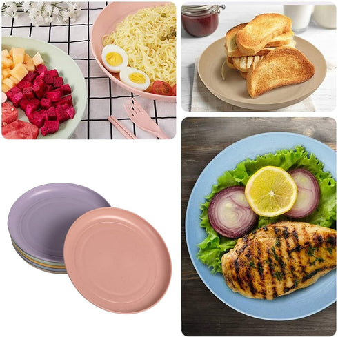 Wheat Straw Plates Lightweight Unbreakable Dinner Dishes Plates Set Dishwasher & Microwave Safe (Small 6 Pack 5.9')...