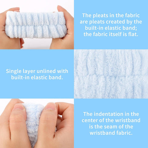6PCS Spa Headband and Wristband Set - Makeup Headband, Wristbands, Hair Claw Clips, Blue Scrunchies for Women Skincare Non Slip Thick Hair Accesso...
