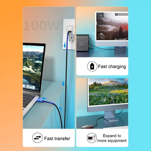 USB C to USB C 3.1 Cable 3.3FT, 10Gbps USB 3.1 Gen 2 Cable, 4K@60Hz Monitor Cord and 100W Fast Charging with E-Mark for Thunderbolt 3/4, MacBook P...