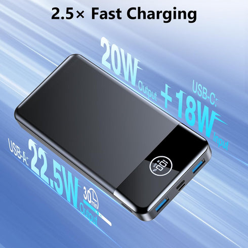 Portable Charger, 33800mAh Power Bank, 22.5W Fast Charging Battery Pack with USB C/USB A Output, Digital Display Portable Phone Charger for iPhone...