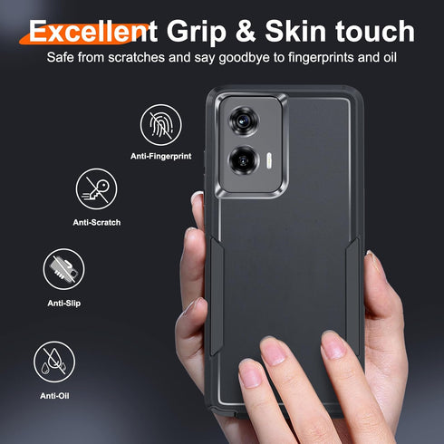 for Motorola Moto G Stylus 5G 2024 Case with Tempered Glass Screen Protector,Heavy Duty Rugged Shockproof Full Body Protective Cover,Black Matte...