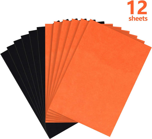 12 Pieces Halloween Felt Fabric Sheets Orange and Black Craft Felt Fabric Sheets for Halloween DIY Craft Sewing Patchwork Decorations, 11.8 x 8.3 ...