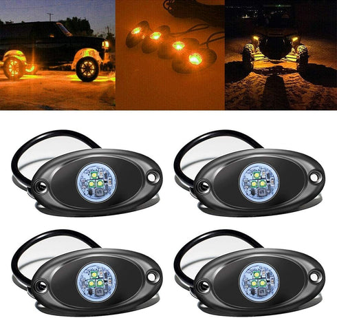 4 Pods LED Rock Light for Jeep ATV SUV Offroad Car Truck Boat Underbody Glow Trail Rig Lamp Underglow LED Neon Lights Waterproof 12V 24V Yellow Or...