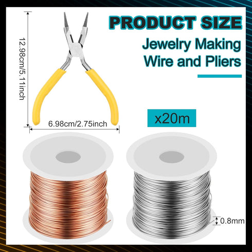 2 Rolls 20 Gauge Wire for Jewelry Making and Pliers Silver Craft Wire Tarnish Resistant Jewelry Beading Wire for DIY Jewelry Craft Making Supplies...
