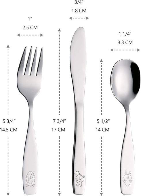 ANNOVA Children's Flatware 9 Pieces Set - Stainless Steel Cutlery/Silverware 3 x Safe Forks, 3 x Dinner Knife, 3 x Dinner Spoons - Safe Kids Toddl...