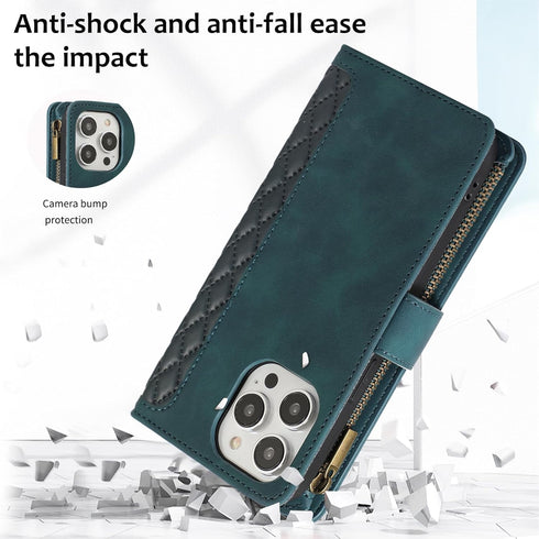 Asuwish Compatible with iPhone 15 Pro 6.1 inch Wallet Case Screen Protector Crossbody Wrist Strap Flip Zipper Card Holder Cell Phone Cover for iPh...